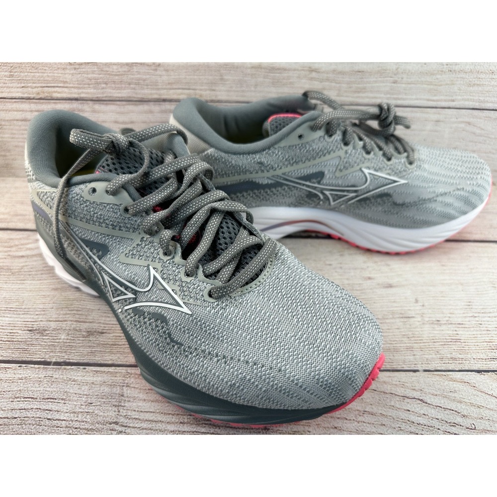 Mizuno Women's Gray Wave Rider 27 Comfortable Lace Up Running Shoes Size 7